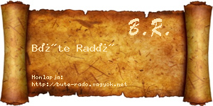 Büte Radó névjegykártya